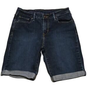 Levi's Strauss Womens Dark Wash Low-Rise Stretch Denim Cuffed Bermuda  28Wx9L